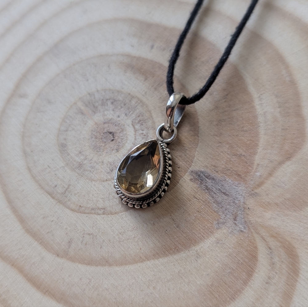 Dainty citrine sterling silver 925 pendant